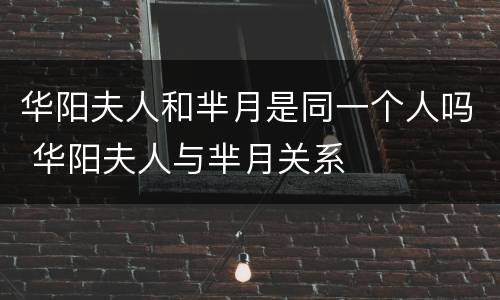 华阳夫人和芈月是同一个人吗 华阳夫人与芈月关系