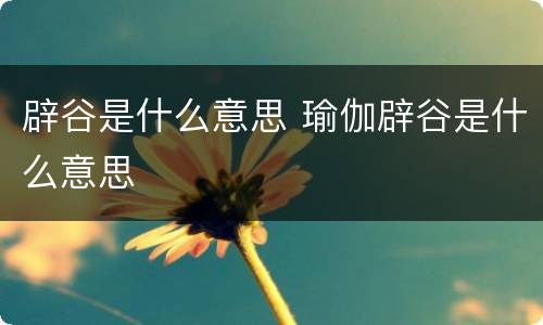 辟谷是什么意思 瑜伽辟谷是什么意思