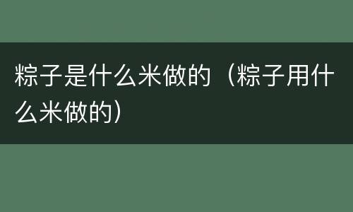粽子是什么米做的（粽子用什么米做的）