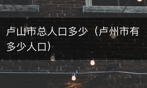 卢山市总人口多少（卢州市有多少人口）