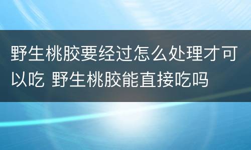 野生桃胶要经过怎么处理才可以吃 野生桃胶能直接吃吗