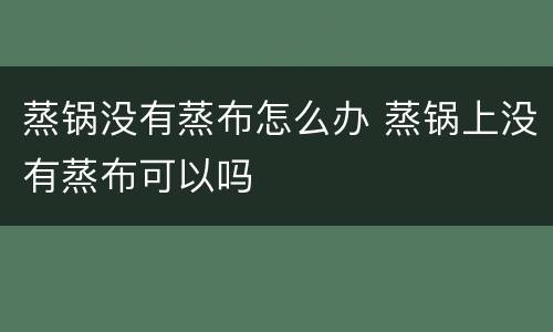 蒸锅没有蒸布怎么办 蒸锅上没有蒸布可以吗