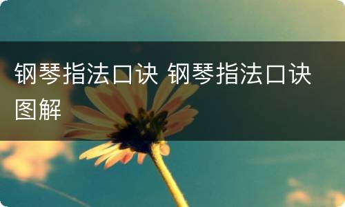 钢琴指法口诀 钢琴指法口诀 图解