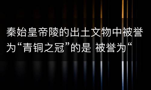 秦始皇帝陵的出土文物中被誉为“青铜之冠”的是 被誉为“青铜之冠”的是什么