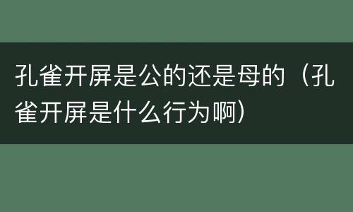 孔雀开屏是公的还是母的(孔雀开屏是什么行为啊) 孔雀开屏是公的还是母的(孔雀开屏是什么行为啊)