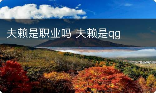夫赖是职业吗 夫赖是qg