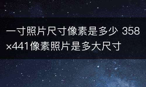 一寸照片尺寸像素是多少 358×441像素照片是多大尺寸