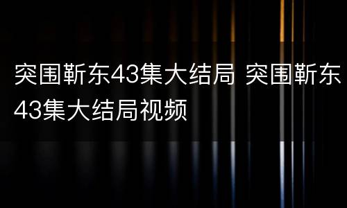 突围靳东43集大结局 突围靳东43集大结局视频