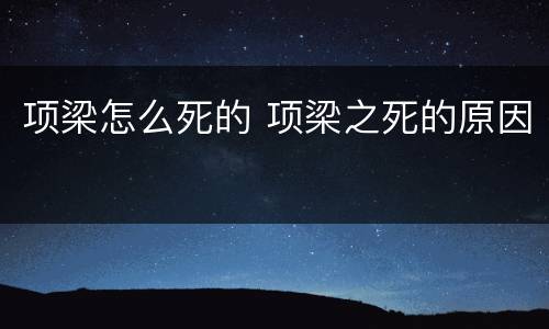 项梁怎么死的 项梁之死的原因