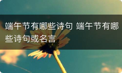 端午节有哪些诗句 端午节有哪些诗句或名言