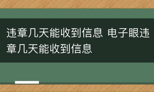 违章几天能收到信息 电子眼违章几天能收到信息