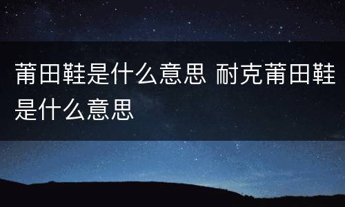 莆田鞋是什么意思 耐克莆田鞋是什么意思