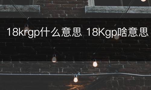 18krgp什么意思 18Kgp啥意思