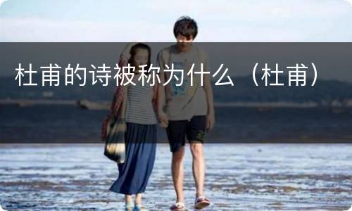 杜甫的诗被称为什么（杜甫）