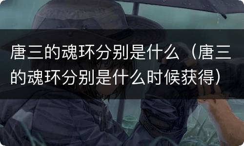 唐三的魂环分别是什么（唐三的魂环分别是什么时候获得）