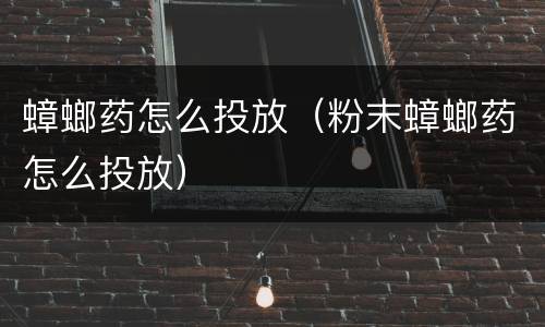 蟑螂药怎么投放（粉末蟑螂药怎么投放）