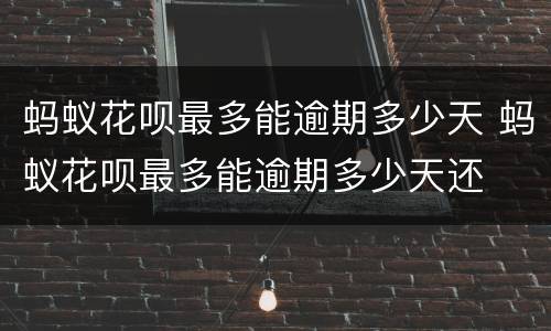 蚂蚁花呗最多能逾期多少天 蚂蚁花呗最多能逾期多少天还
