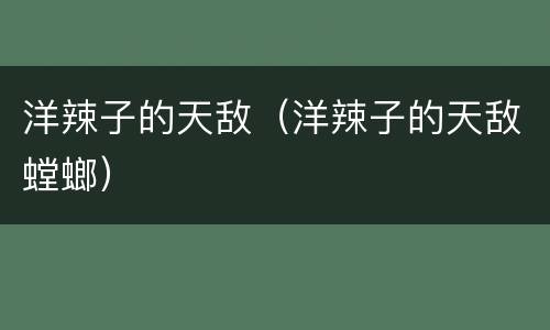 洋辣子的天敌（洋辣子的天敌螳螂）