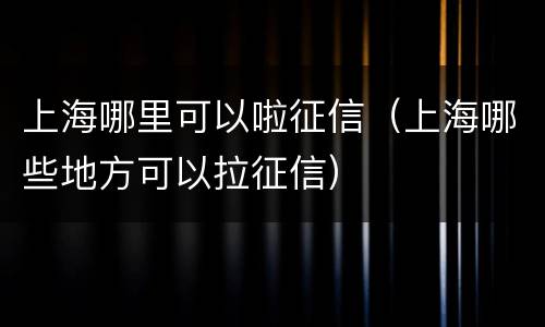 上海哪里可以啦征信（上海哪些地方可以拉征信）