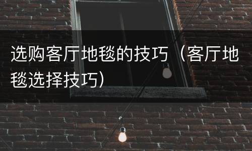 选购客厅地毯的技巧（客厅地毯选择技巧）