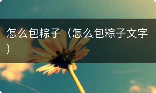 怎么包粽子（怎么包粽子文字）