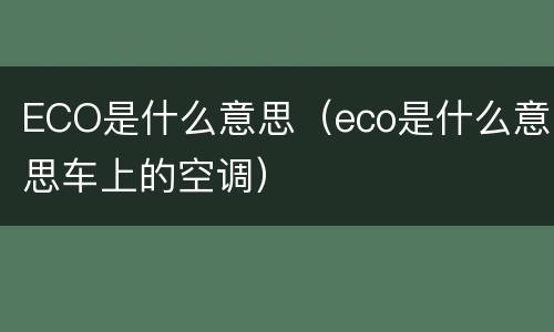 ECO是什么意思（eco是什么意思车上的空调）