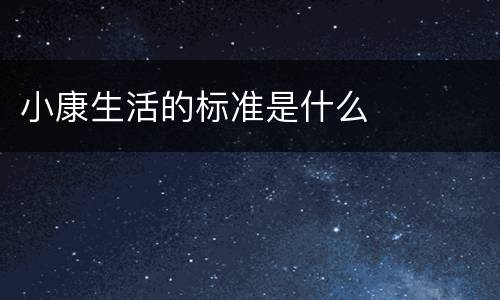 小康生活的标准是什么