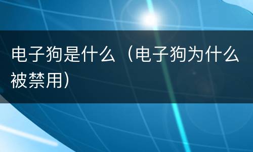 电子狗是什么（电子狗为什么被禁用）