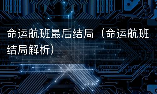 命运航班最后结局（命运航班结局解析）