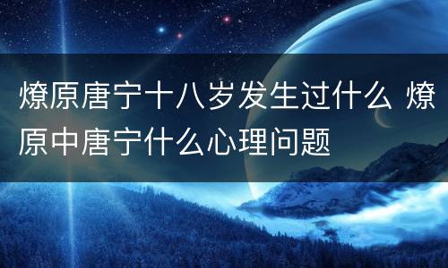 燎原唐宁十八岁发生过什么 燎原中唐宁什么心理问题