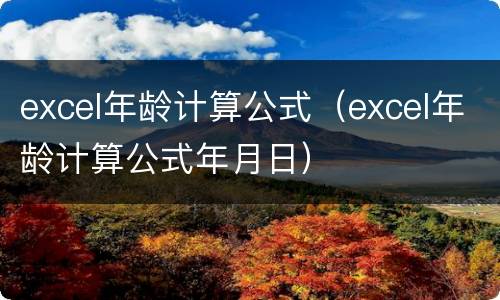 excel年龄计算公式（excel年龄计算公式年月日）