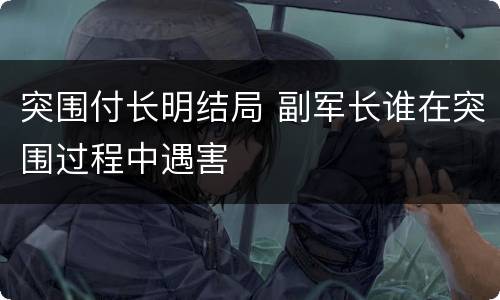 突围付长明结局 副军长谁在突围过程中遇害