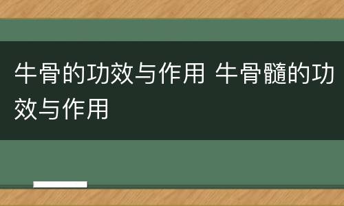 牛骨的功效与作用 牛骨髓的功效与作用