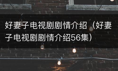 好妻子电视剧剧情介绍（好妻子电视剧剧情介绍56集）