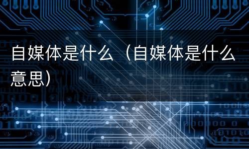 自媒体是什么（自媒体是什么意思）