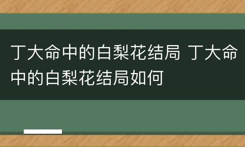 丁大命中的白梨花结局 丁大命中的白梨花结局如何