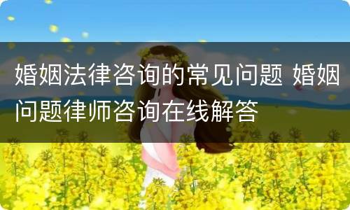婚姻法律咨询的常见问题 婚姻问题律师咨询在线解答