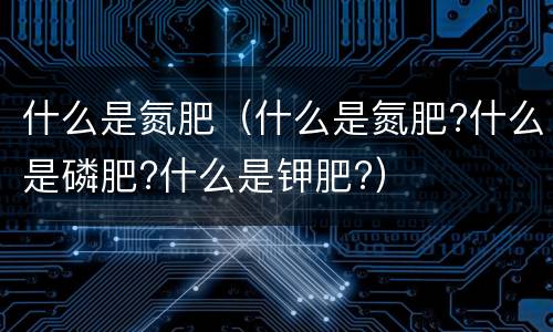 什么是氮肥（什么是氮肥?什么是磷肥?什么是钾肥?）