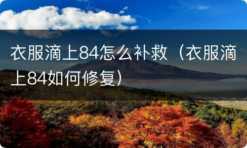 衣服滴上84怎么补救（衣服滴上84如何修复）
