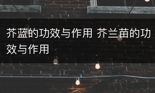 芥蓝的功效与作用 芥兰苗的功效与作用