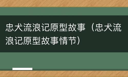 忠犬流浪记原型故事（忠犬流浪记原型故事情节）