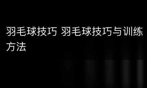 羽毛球技巧 羽毛球技巧与训练方法