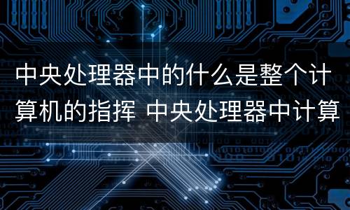 中央处理器中的什么是整个计算机的指挥 中央处理器中计算机的指挥是什么