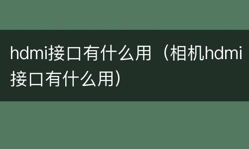 hdmi接口有什么用（相机hdmi接口有什么用）