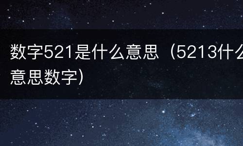 数字521是什么意思（5213什么意思数字）