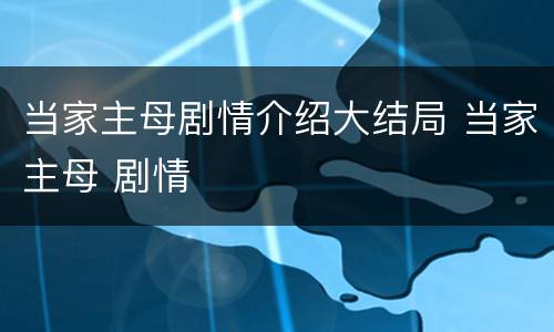 当家主母剧情介绍大结局 当家主母 剧情