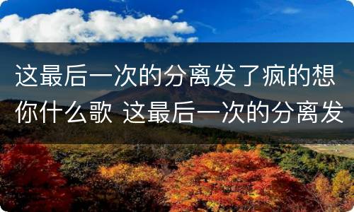 这最后一次的分离发了疯的想你什么歌 这最后一次的分离发了疯的想你是什么歌