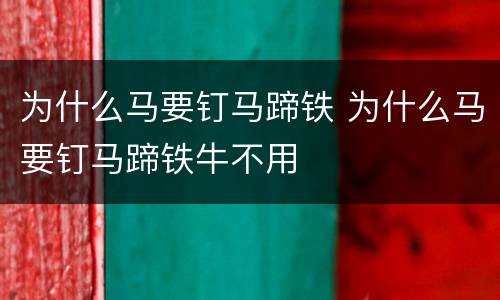 为什么马要钉马蹄铁 为什么马要钉马蹄铁牛不用
