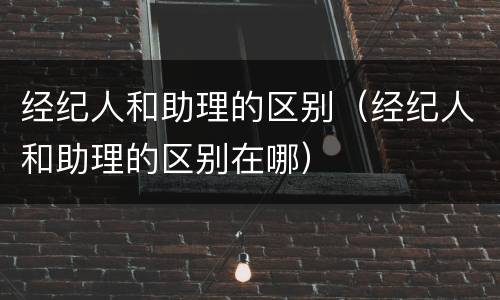 经纪人和助理的区别（经纪人和助理的区别在哪）