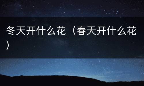 冬天开什么花（春天开什么花）